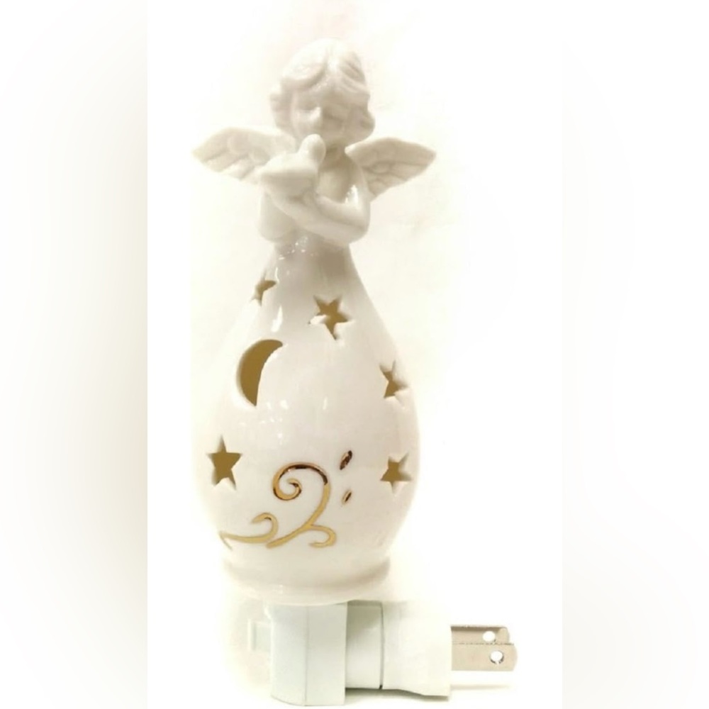 Angel Holding Dove Porcelain Night Light